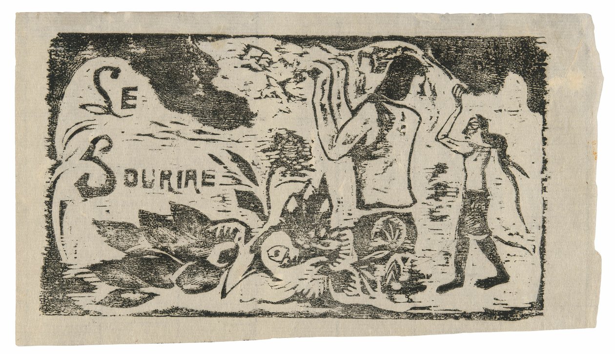 Tahiti, virágok és levelek, fejdísz a Le sourire számára alkotó: Paul Gauguin
