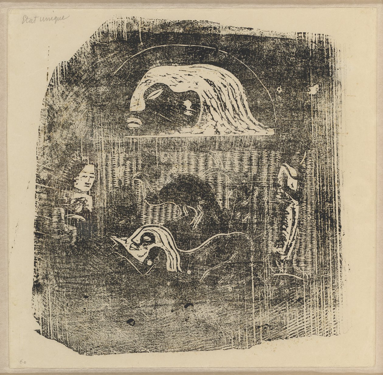 Te Atua (Az istenek) kis tányér [verso] alkotó: Paul Gauguin