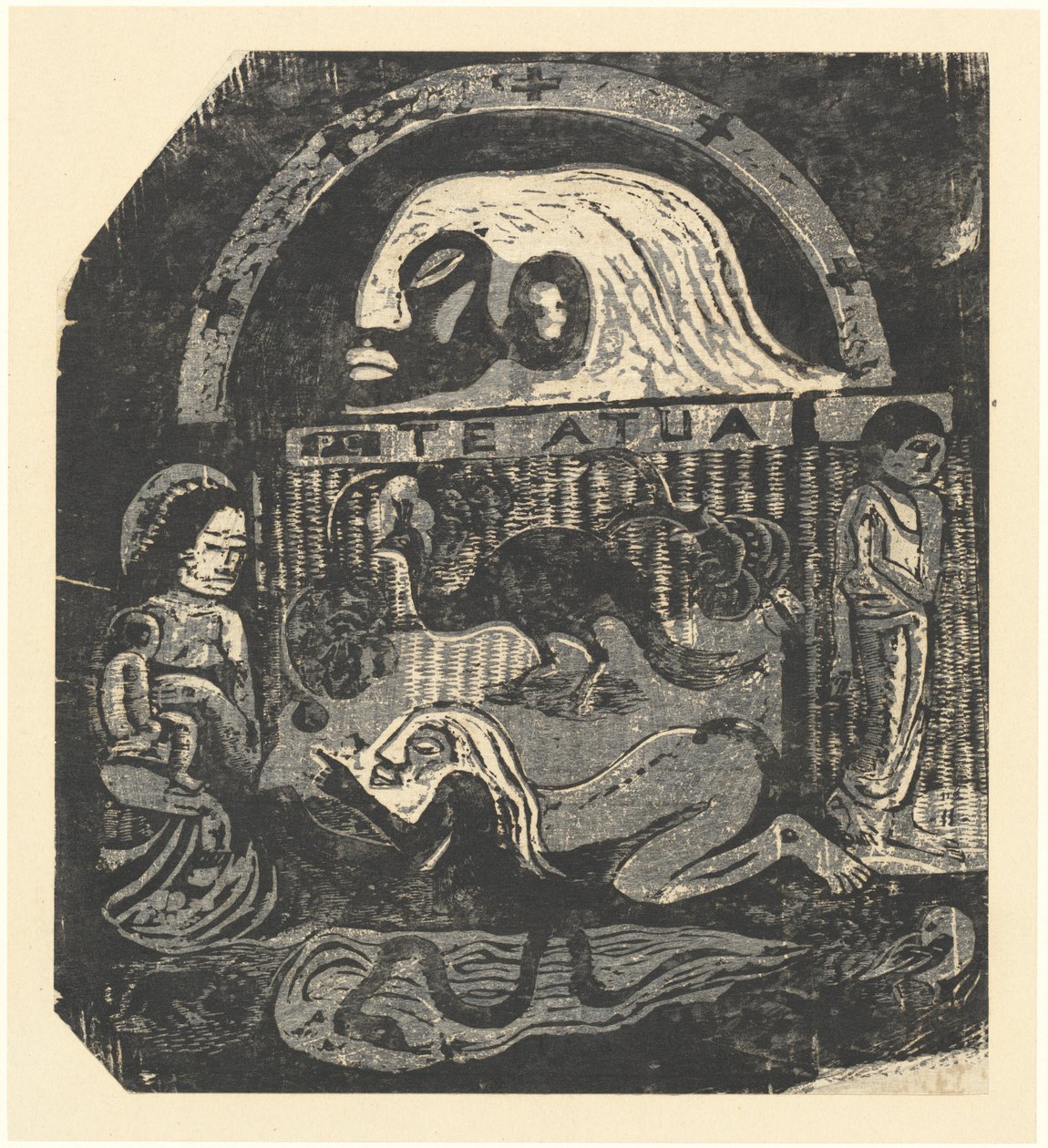Te Atua The Gods Small Plate, 1895-ben vagy azt követően. alkotó: Paul Gauguin