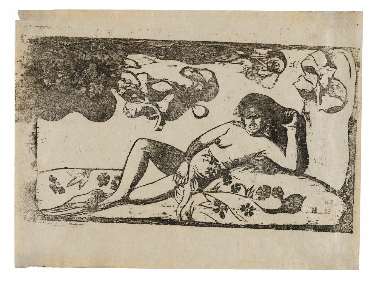 Te arii vahine-opoi (Nő mangóval-fáradtan), a késői fadarabok szvitjéből alkotó: Paul Gauguin