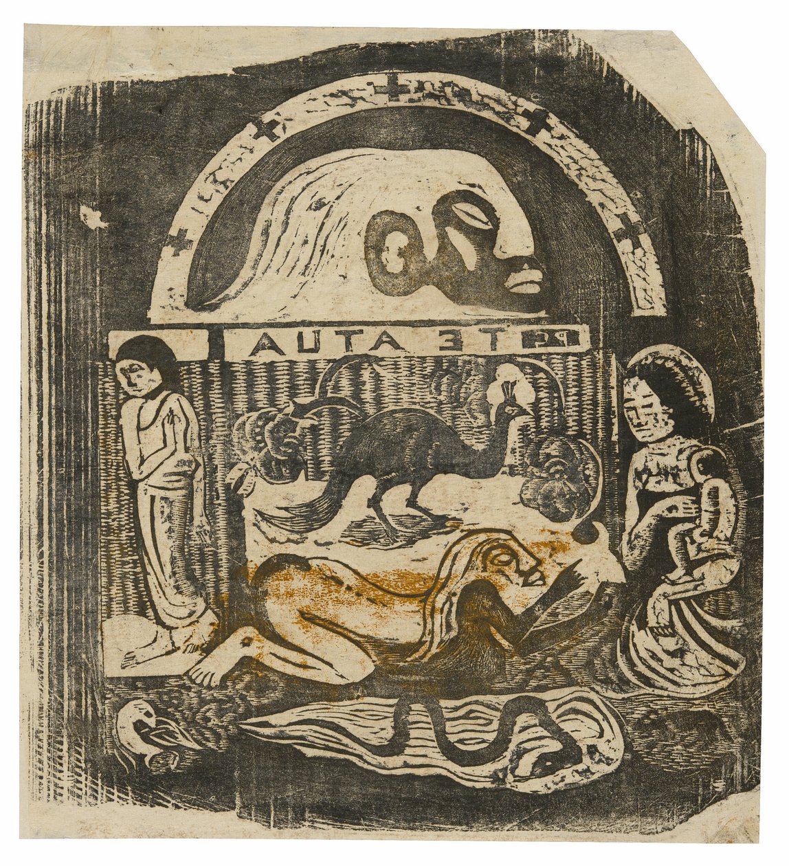 Te atua (Az Isten), a késői fatömbnyomatok szvitjéből alkotó: Paul Gauguin