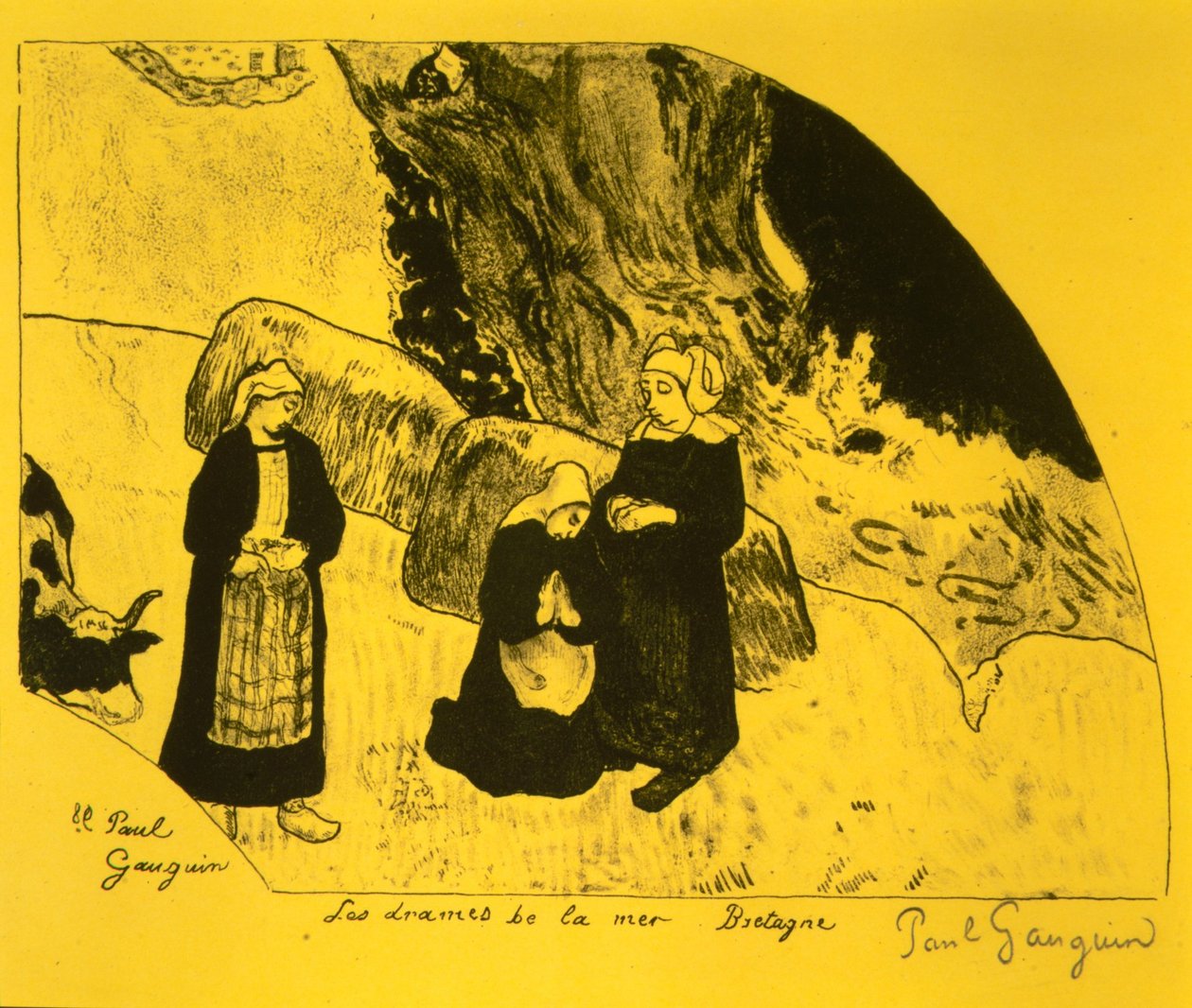 A tenger drámája, Bretagne, a Volpini-szvitből: Dessins lithographiques, 1889., 1889. alkotó: Paul Gauguin