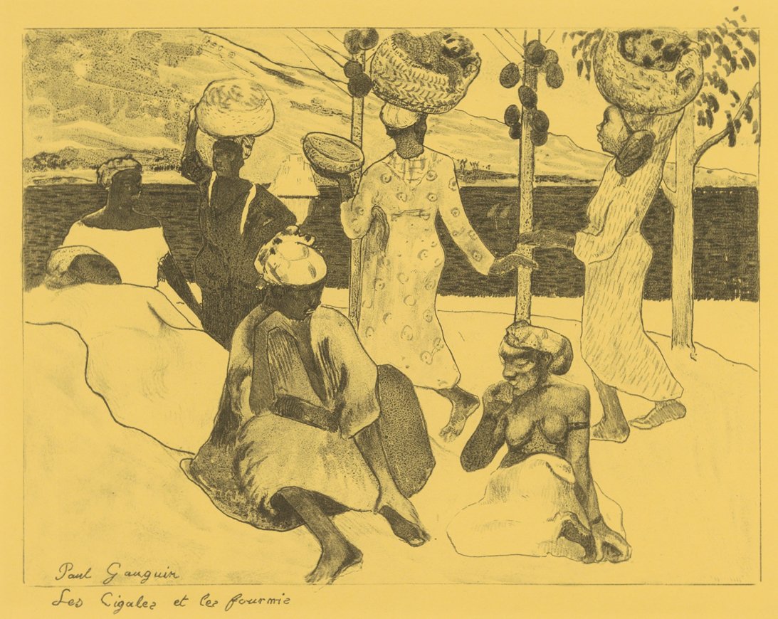 A szöcskék és a hangyák: Martinique szuvenírje, a Volpini-szvitből: Dessins l..., 1889. alkotó: Paul Gauguin