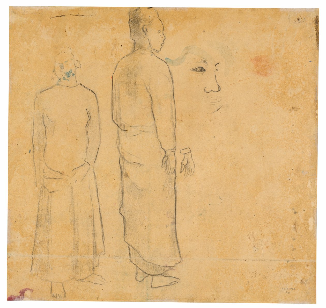 Két figura (a Tahiti táj című festményhez kapcsolódóan) alkotó: Paul Gauguin