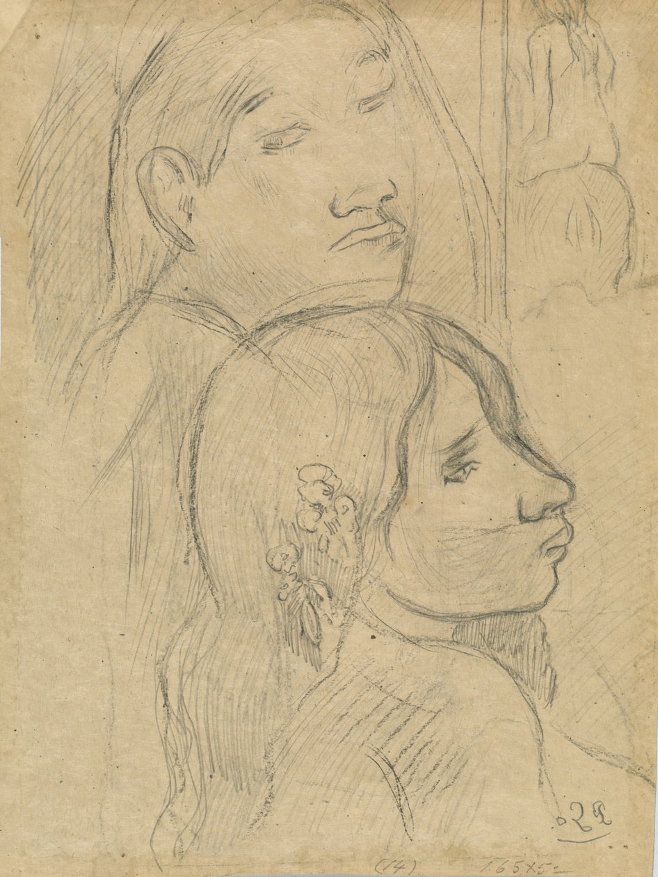 Két marquesans [verso], c. 1902. alkotó: Paul Gauguin