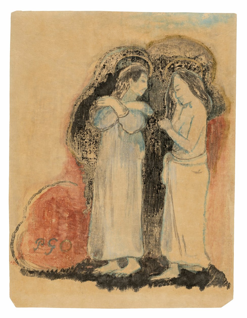 Két álló tahiti nő alkotó: Paul Gauguin
