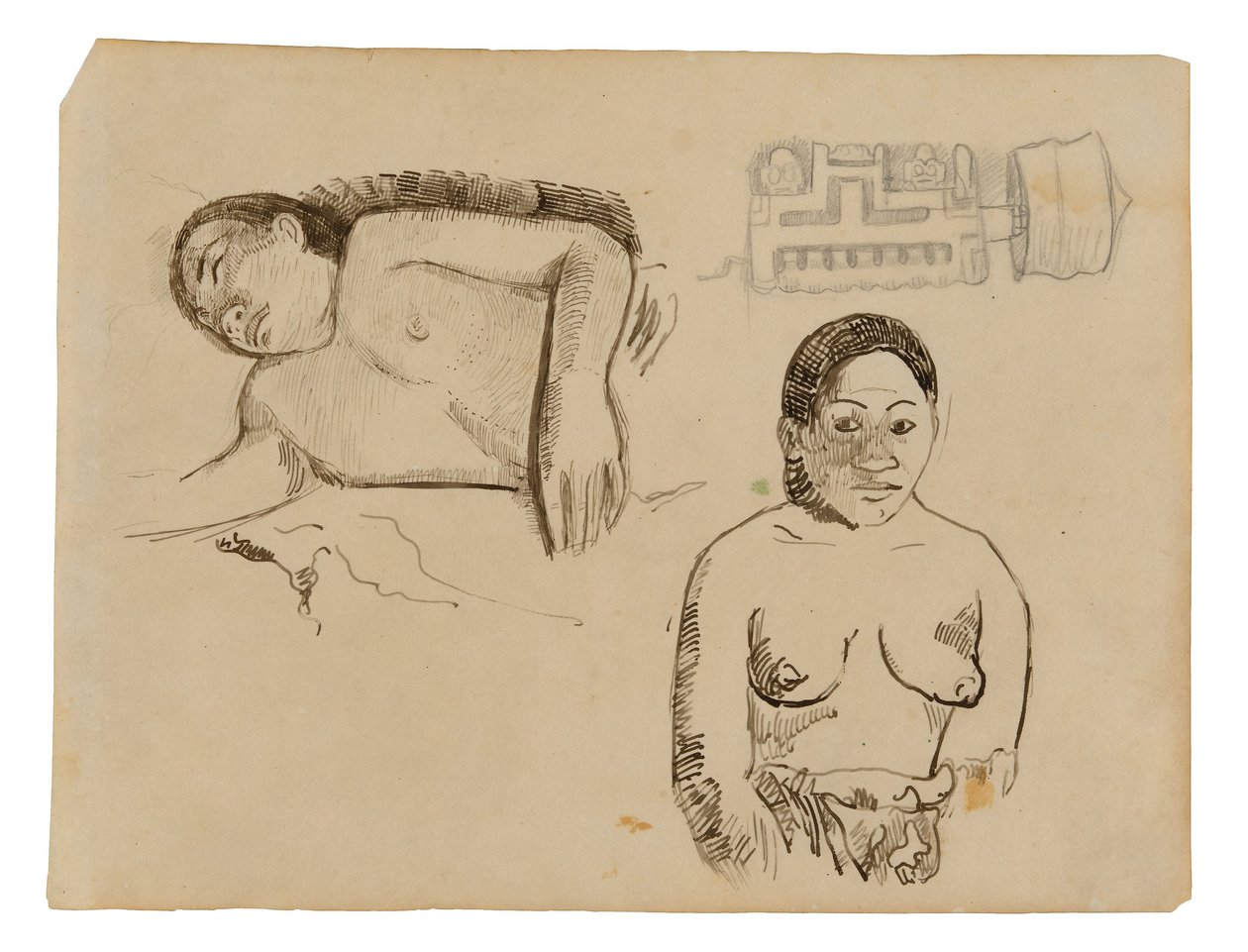 Two Tahitian Women and a Marquesan Earplug alkotó: Paul Gauguin