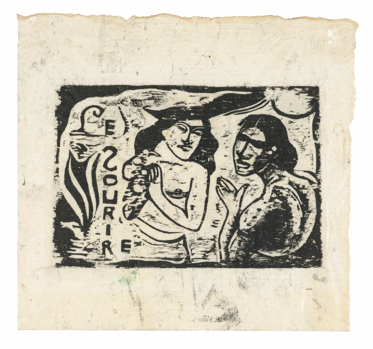 Két nő fecseg, a Le Sourire fejfedője alkotó: Paul Gauguin