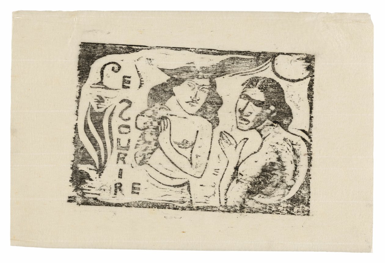 Két nő fecseg, a Le Sourire fejfedője alkotó: Paul Gauguin