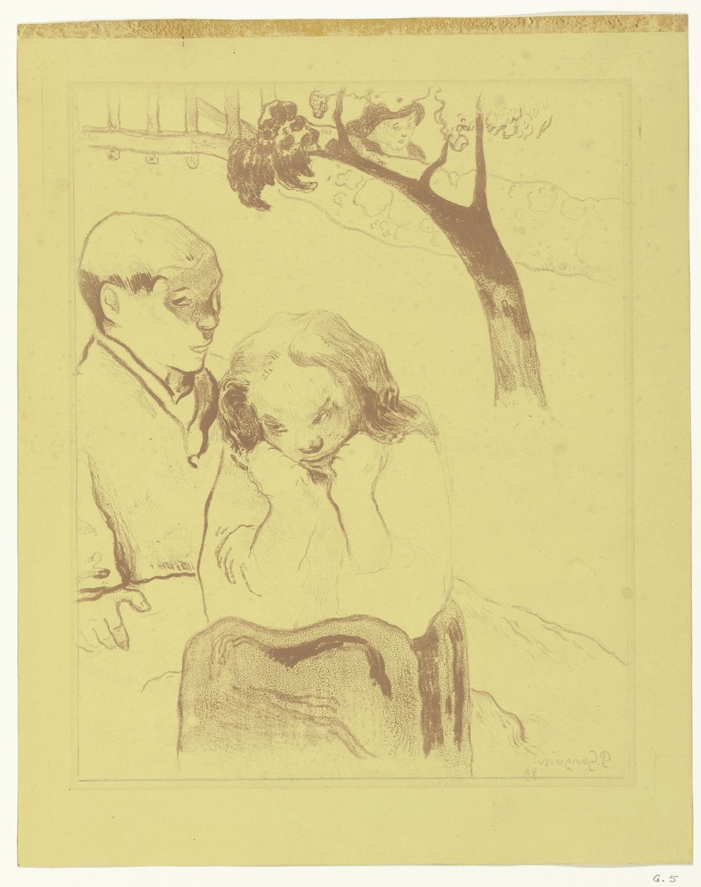 Szomorú nő ül egy férfival Emberi szenvedés Miseres humaines alkotó: Paul Gauguin