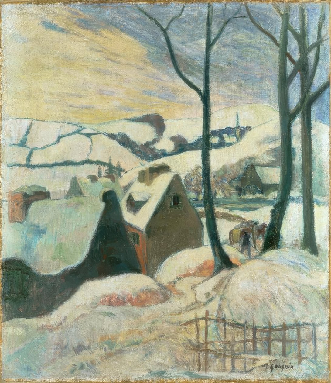 Falu a hó alatt alkotó: Paul Gauguin
