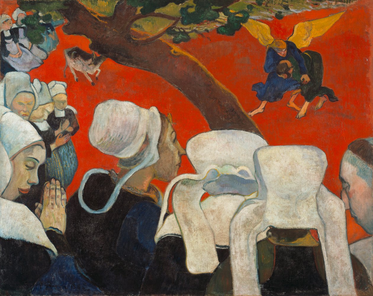 Vízió a prédikáció után Jákób birkózás az angyallal, 1888. alkotó: Paul Gauguin