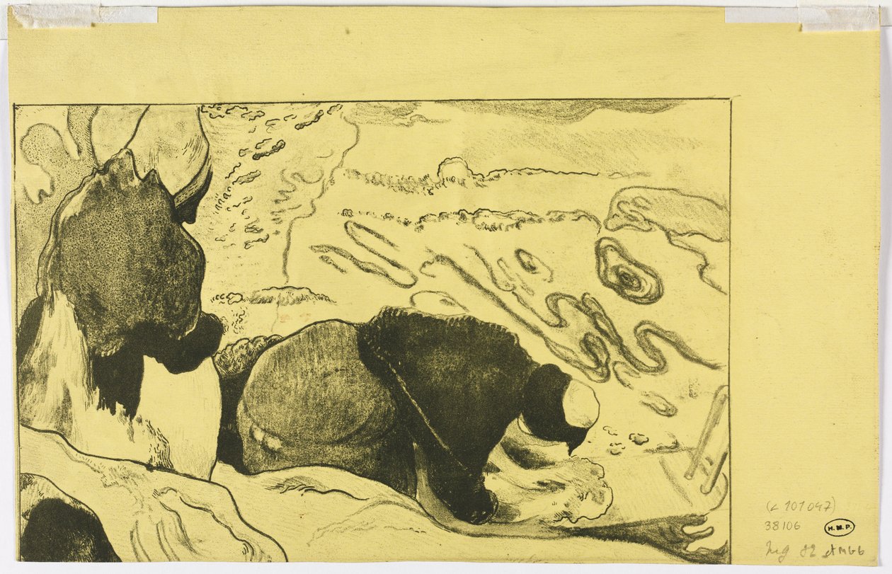 Volpini lakosztály: Ruhamosó nők (fordítva) alkotó: Paul Gauguin
