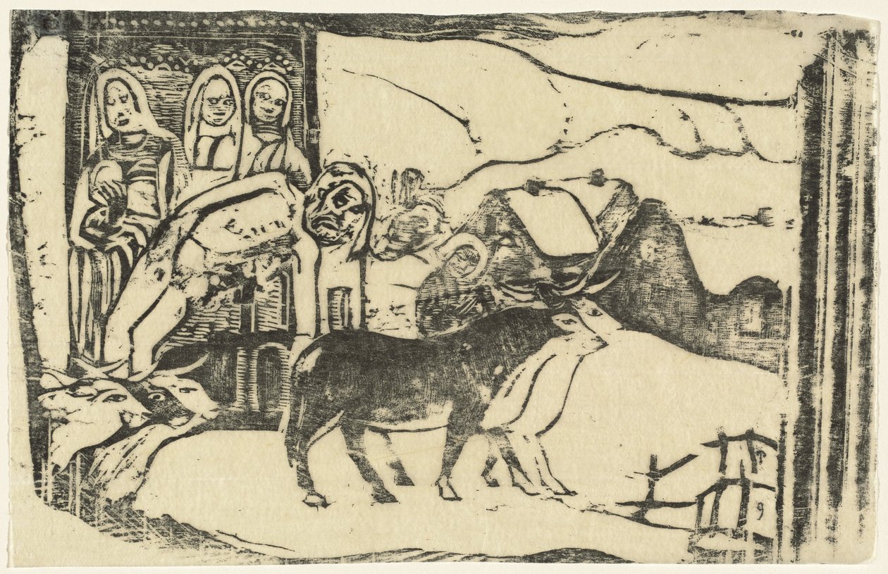 Útszéli szentély Bretagne-ban Le calvaire Breton, 1895-ben vagy azt követően. alkotó: Paul Gauguin