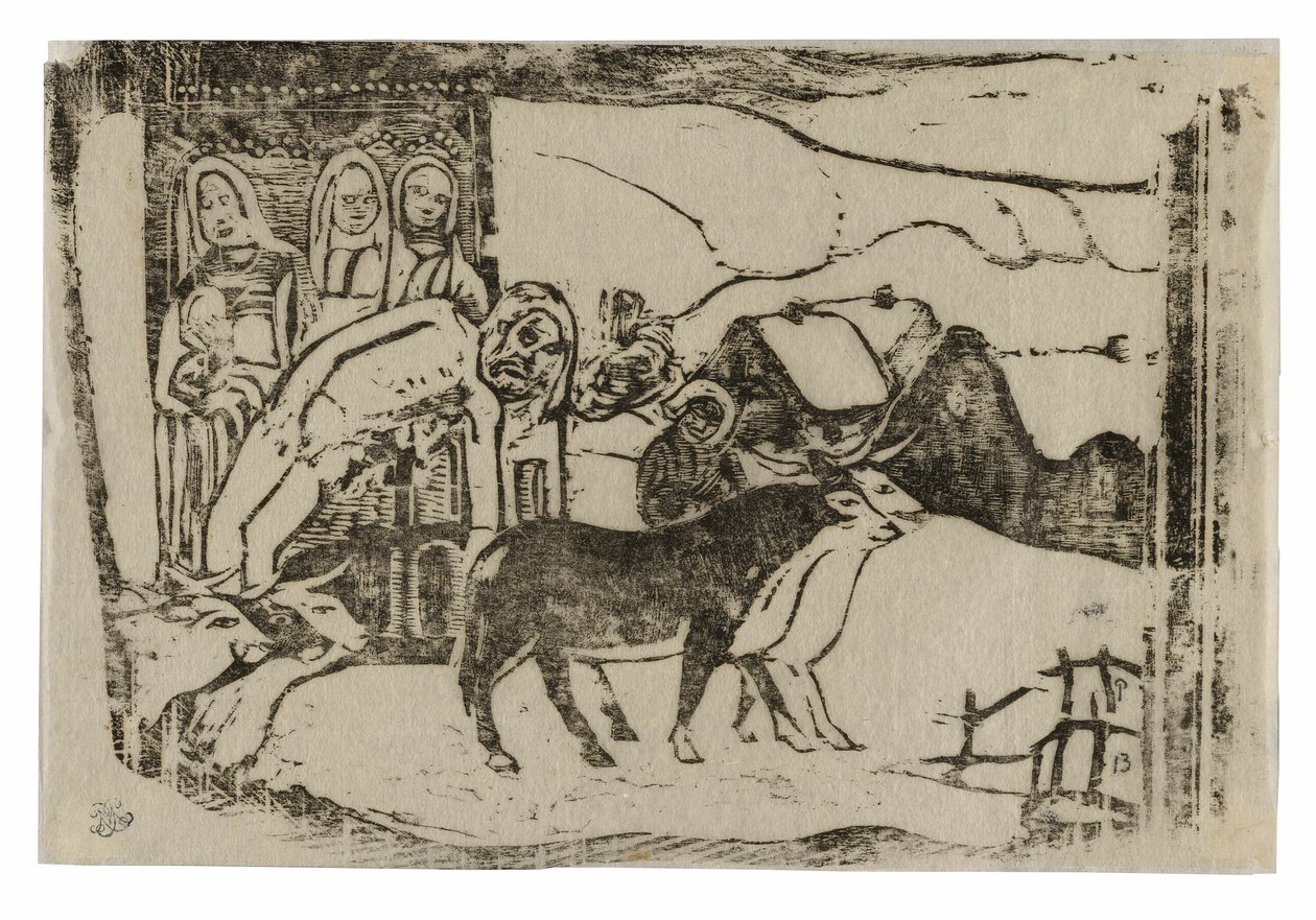 Útmenti szentély Bretagne-ban, a késői fametszetnyomatok sorozatából alkotó: Paul Gauguin