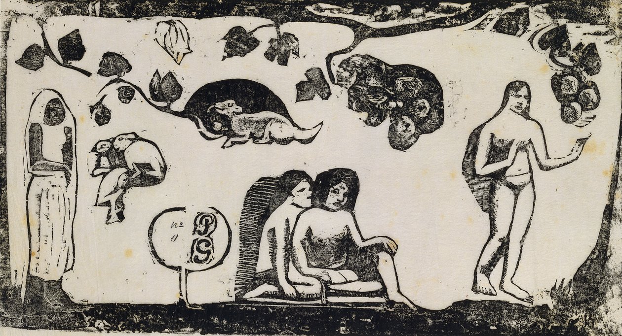 Nők, állatok és lombozat; Nők, állatok és levelek, 1895-1903 alkotó: Paul Gauguin