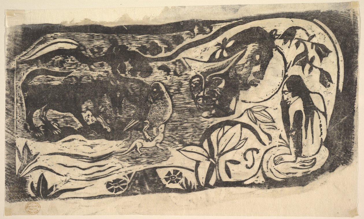 Szarvas fejű fametszet, 1898-99. alkotó: Paul Gauguin