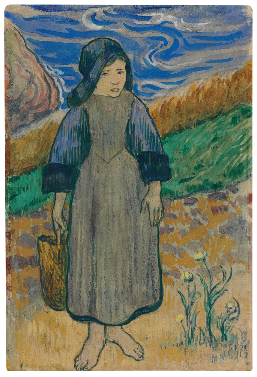 Fiatal breton lány a tenger mellett; Fiatal breton lány a tenger mellett, 1889 alkotó: Paul Gauguin