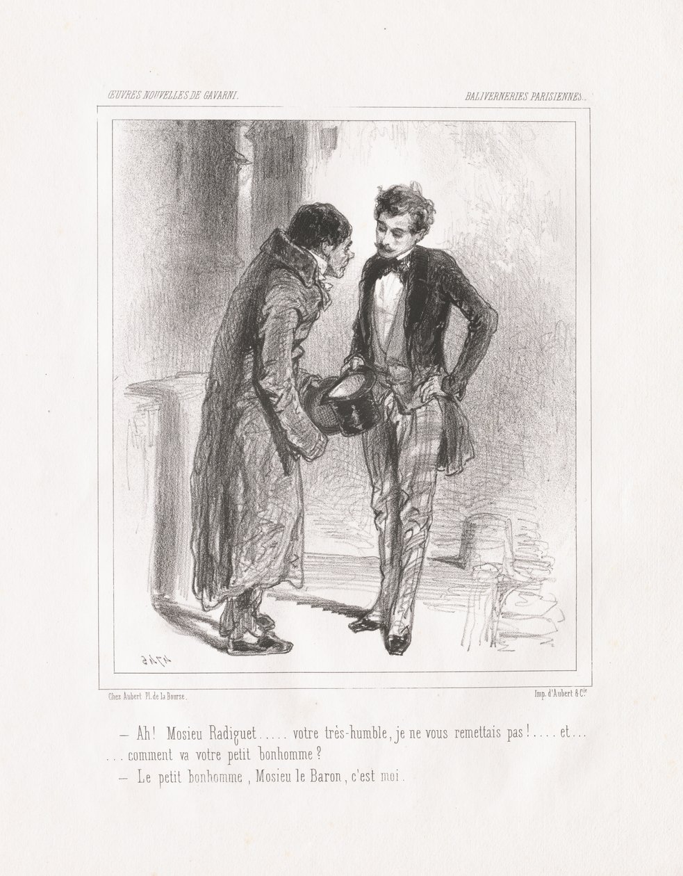 Párizsi hülyeség: Ah! Monsieur Radiguet, 1847. alkotó: Paul Gavarni