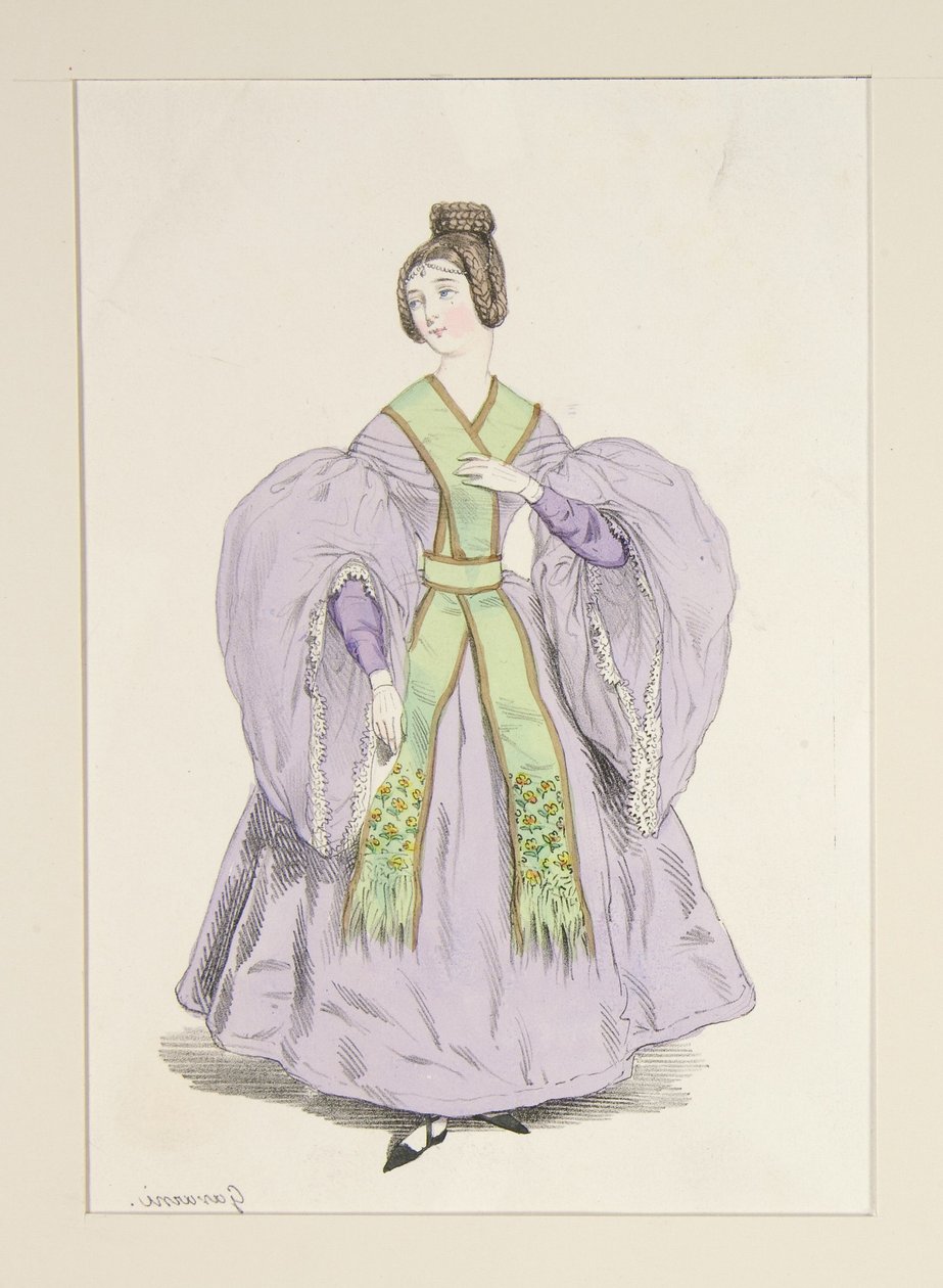 Estélyen. (1835 márciusa.) Selyemmuszlin ruha... alkotó: Paul Gavarni