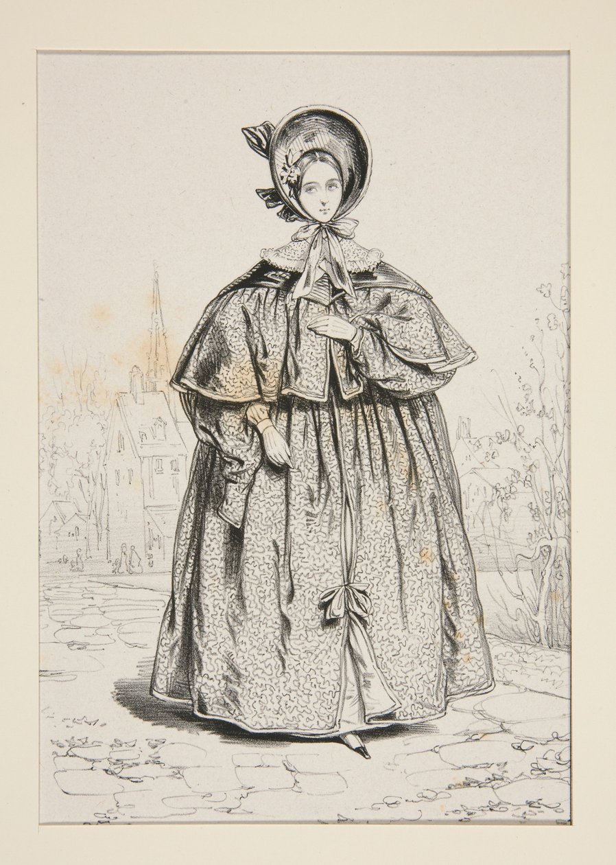 A VÁROSBAN. (1835. november.) Gyapjúszaténból készült kabát-szőrmebund… alkotó: Paul Gavarni