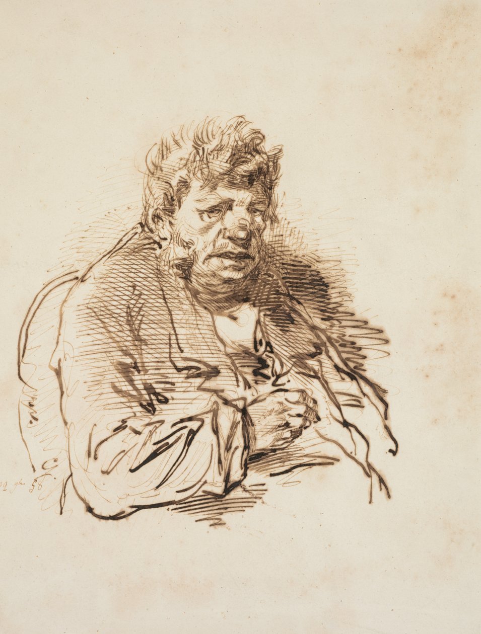 Egy öregember feje, 1858. alkotó: Paul Gavarni