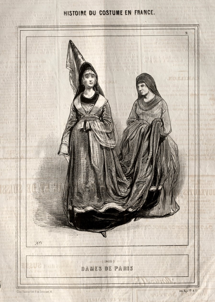 A jelmez története Franciaországban: Ladies of Paris, 1843. alkotó: Paul Gavarni