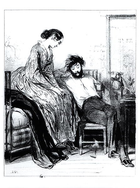 In Prison for Debt at Clichy, 1830-40 körül (litho) (f/w fotó) alkotó: Paul Gavarni