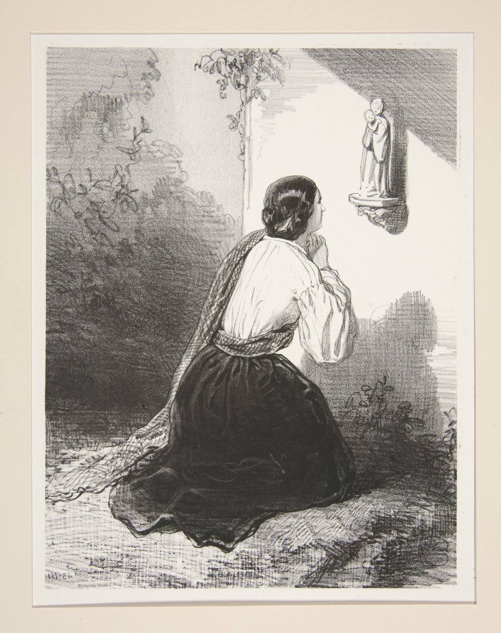 Laure imádkozik alkotó: Paul Gavarni