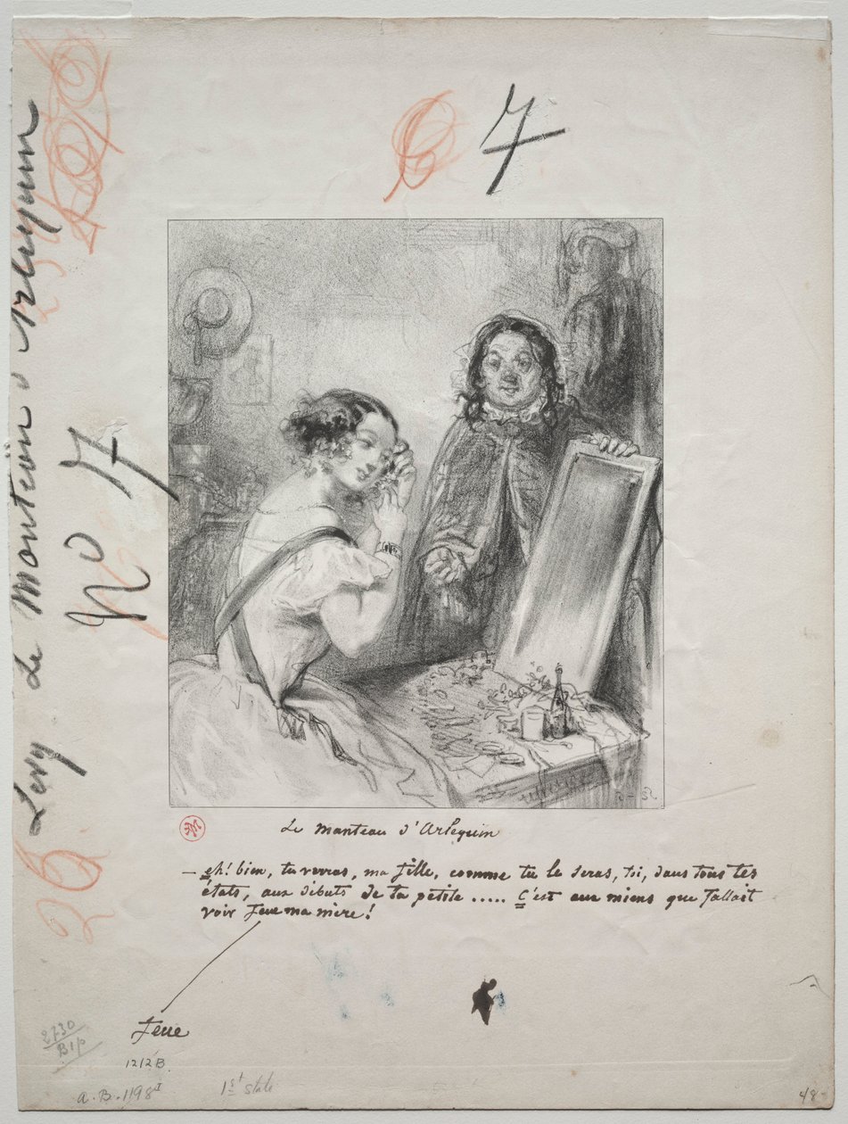 Harlekin kabátja: Hát! Meglátod, lányom..., 1852. alkotó: Paul Gavarni
