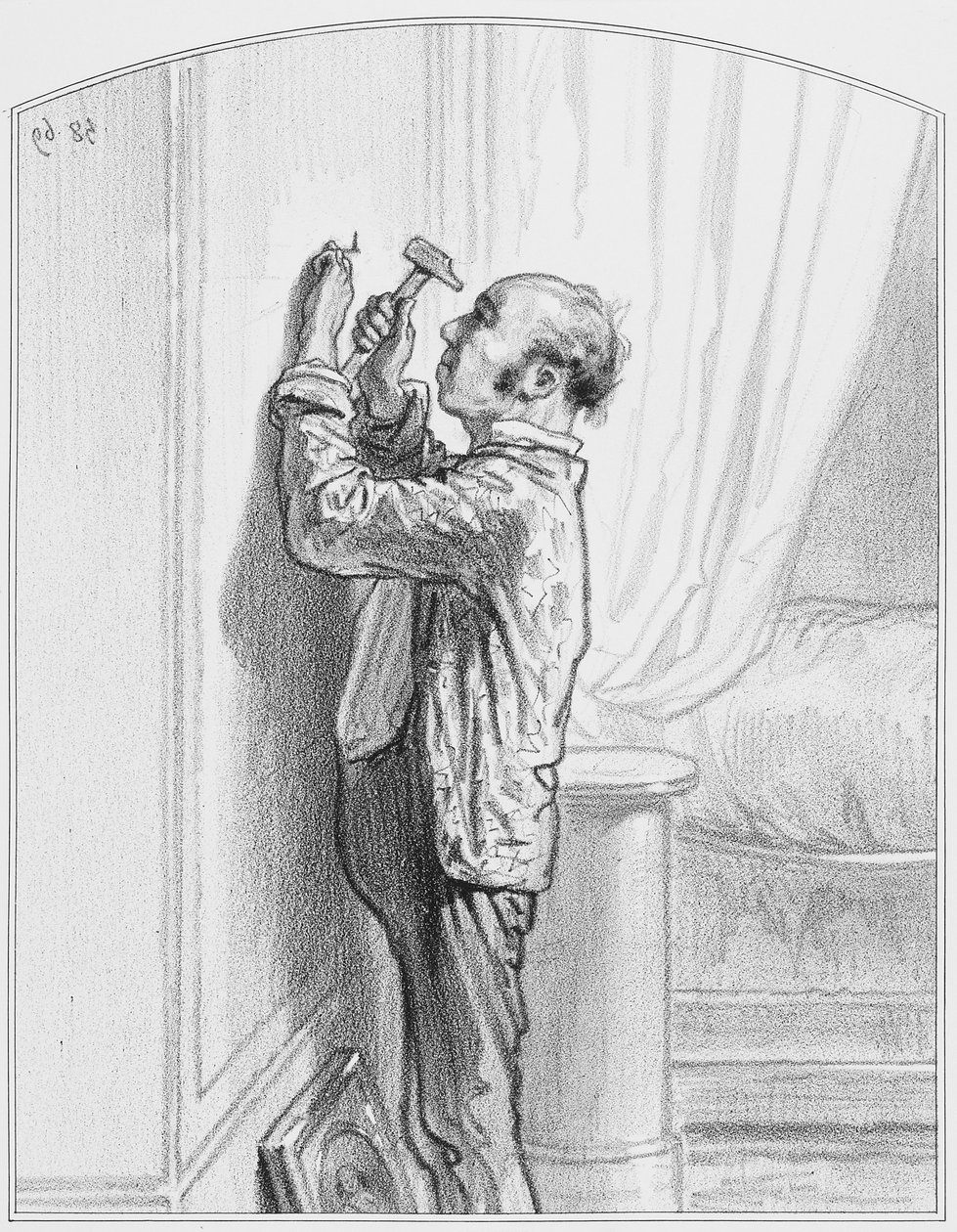 A Prima Donna portréja, 4. tábla a Les Toquadesből, 1858 alkotó: Paul Gavarni