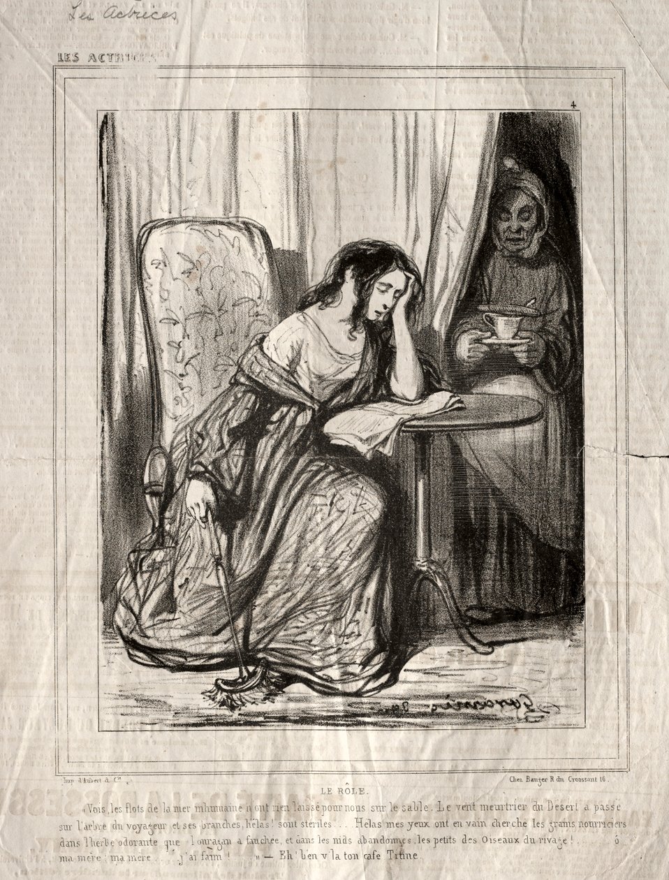 A színésznők: A szerep, 1843. alkotó: Paul Gavarni