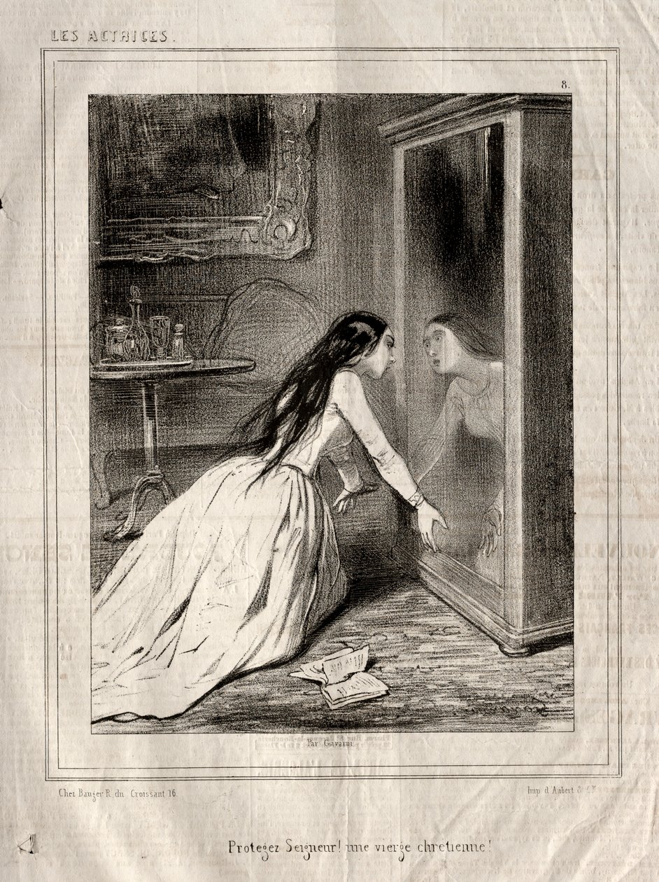 Színésznők: Védd az Urat! keresztény szűz, 1843. alkotó: Paul Gavarni
