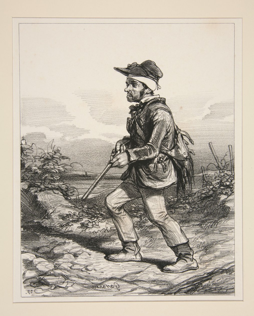 Gontard úr (du Clos-Gorju), nagybirtokos, választható választó, vadászaton hajnalban (A Types Contemporaines sorozatból) alkotó: Paul Gavarni