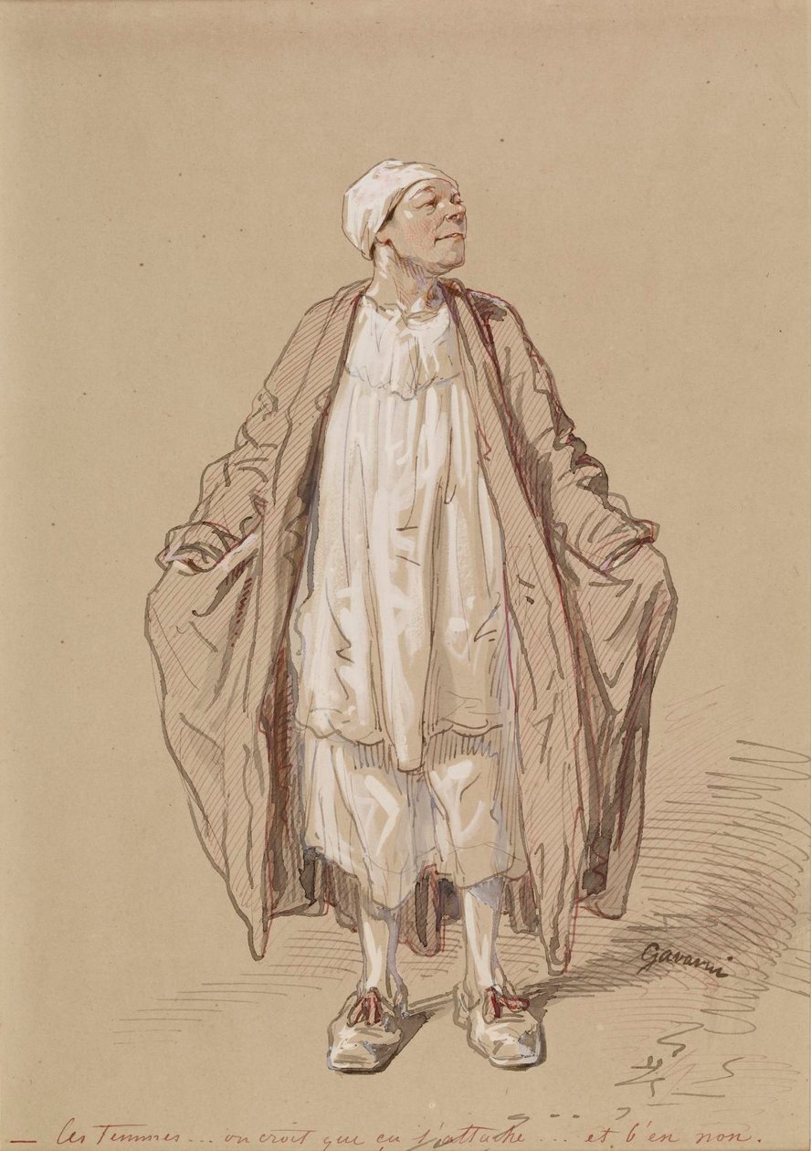 Férfi hálóruhában alkotó: Paul Gavarni