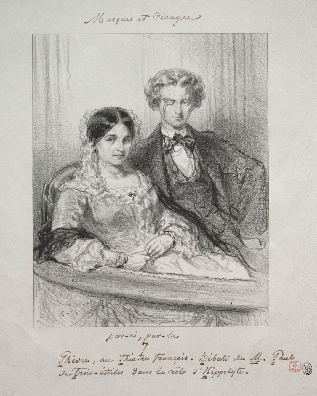 Maszkok és arcok: Paric, par-la: Phèdre a Théâtre-Francaisban..., 1857-1858. alkotó: Paul Gavarni