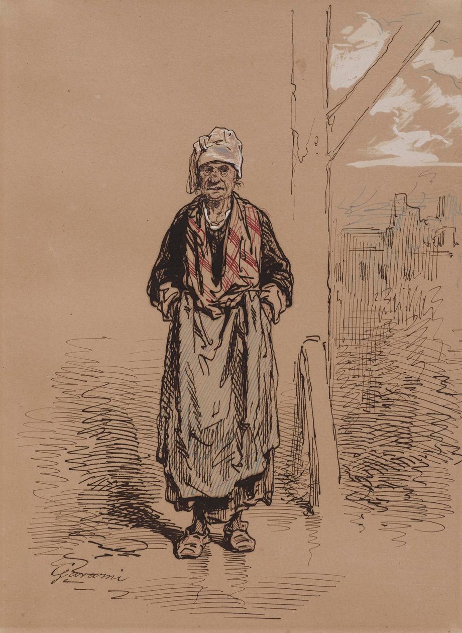 Idős nő alkotó: Paul Gavarni
