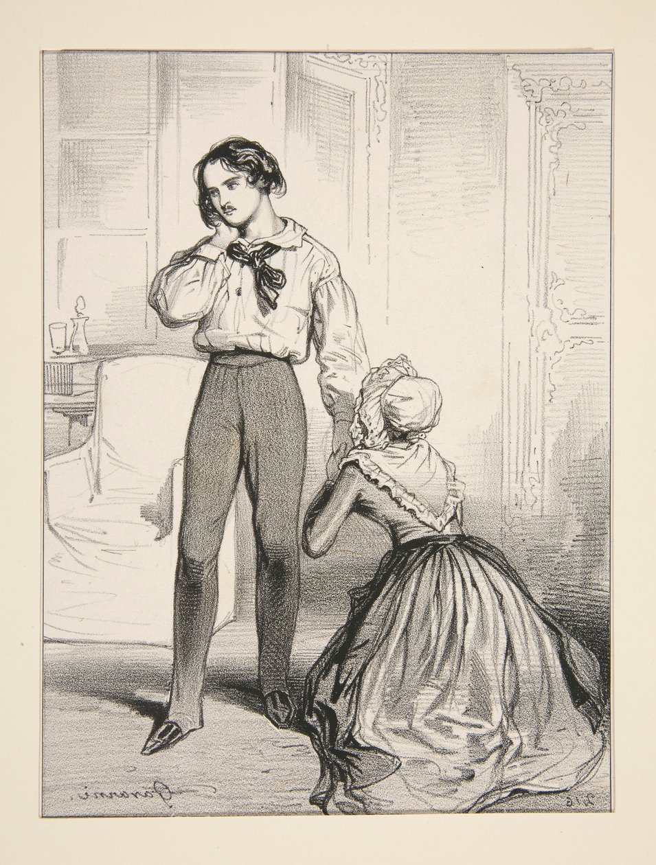 Szegény anya. IV. felvonás / Adolphe Laferriere alkotó: Paul Gavarni