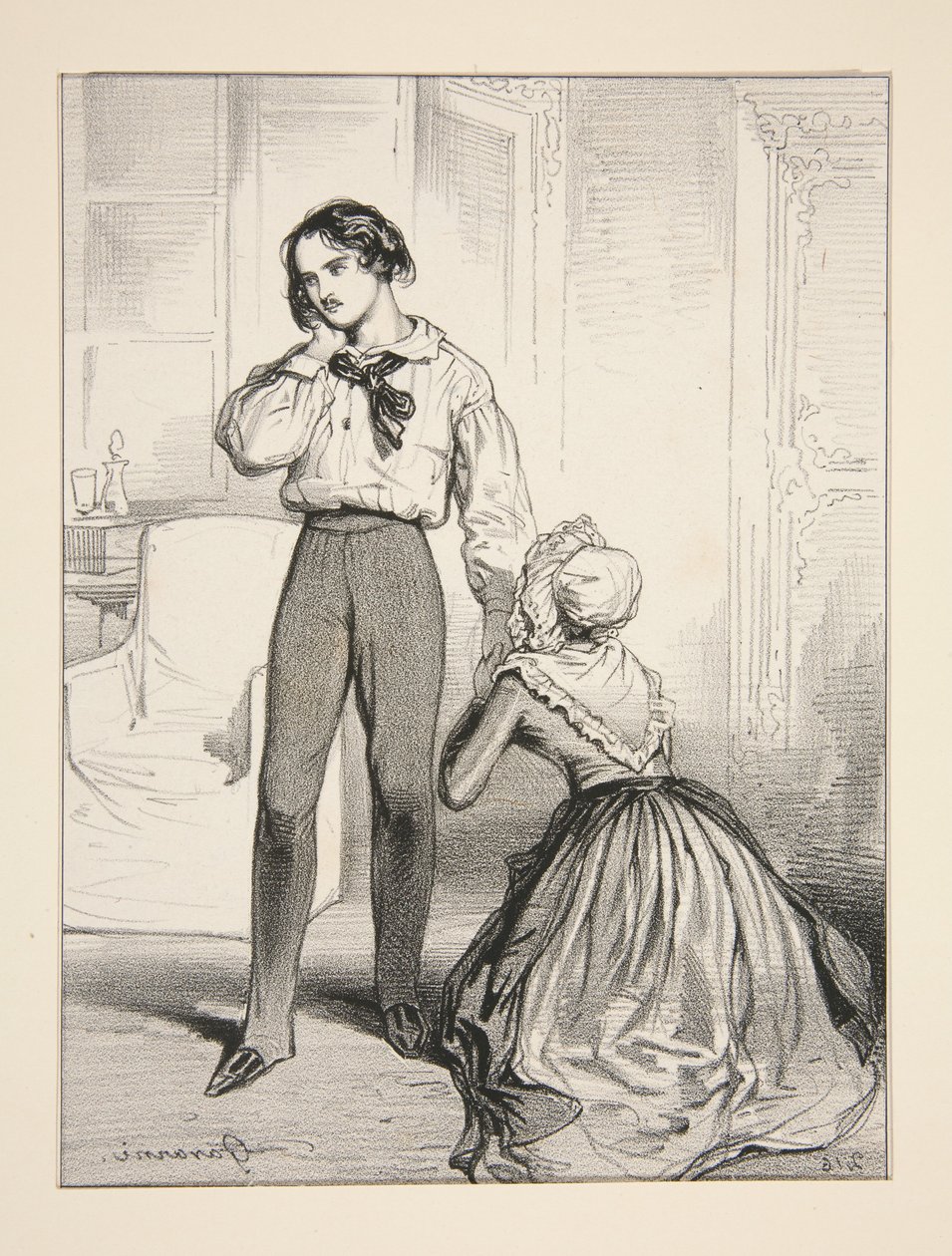 Szegény anya. IV. felvonás / Adolphe Laferriere alkotó: Paul Gavarni
