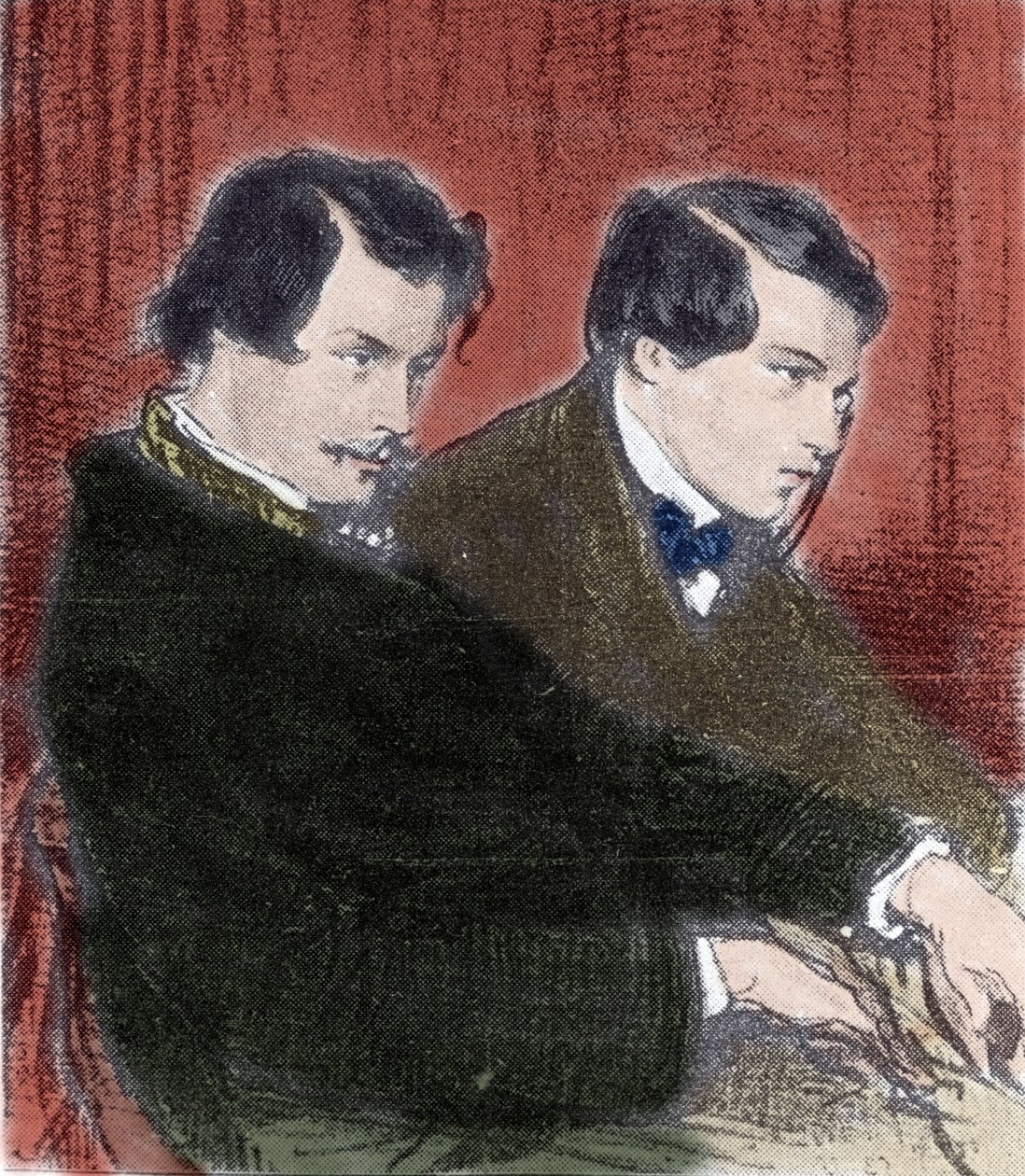 Edmond Goncourt (1822-1896) és Jules Goncourt (1830-1870) írófivérek portréja. Gavarni Pál (1804-1866) rajza XIX alkotó: Paul Gavarni