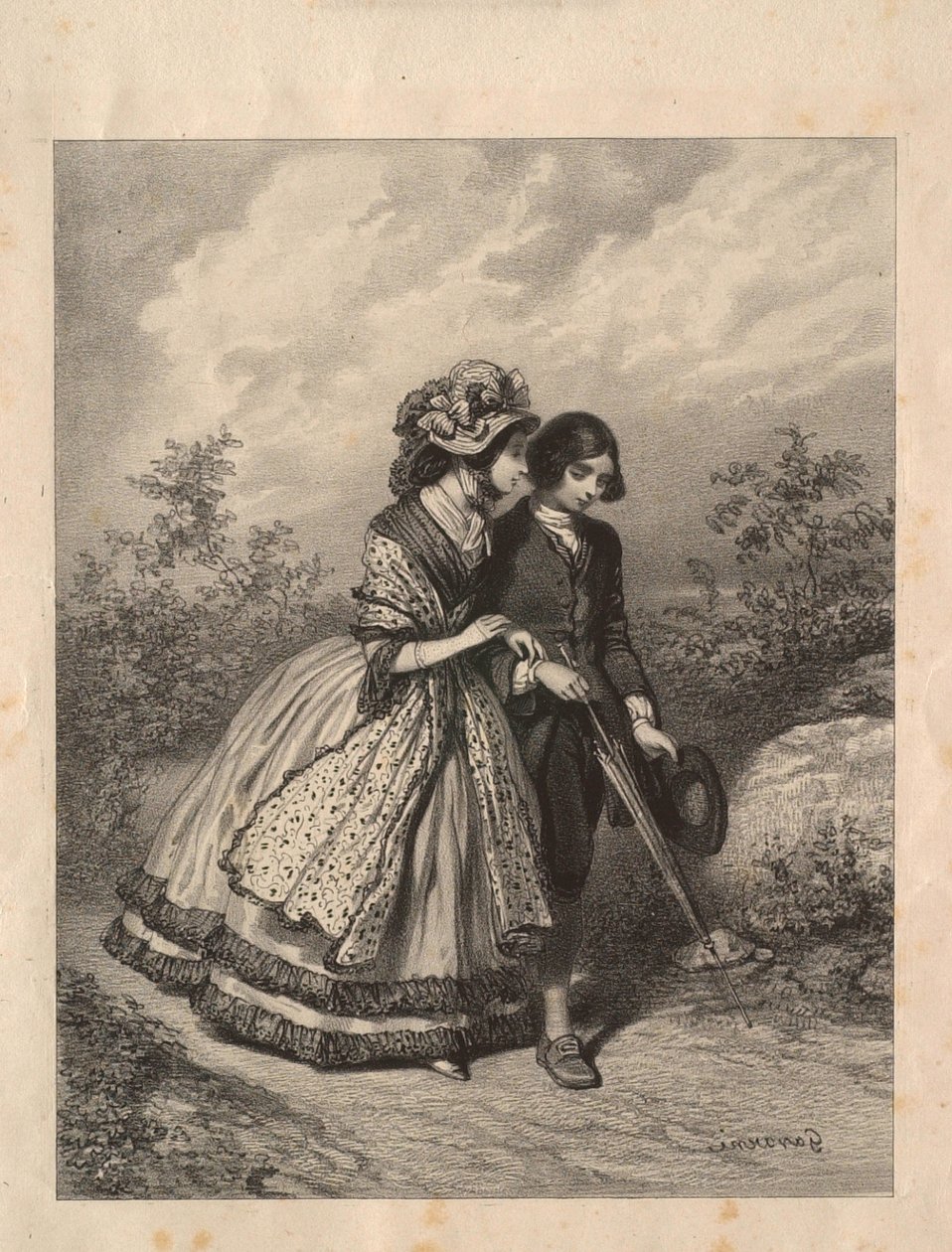 Rousseau és Madame de Larnage alkotó: Paul Gavarni