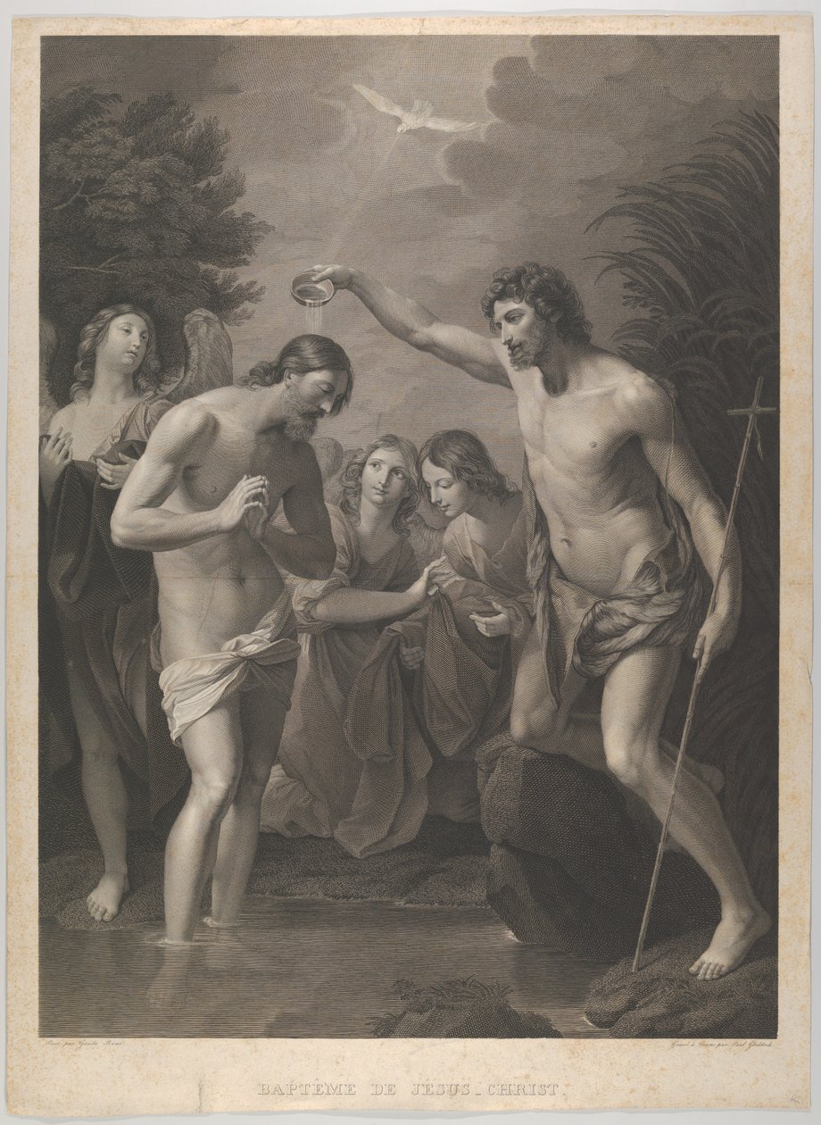 Krisztus megkeresztelkedése, Keresztelő Szent János jobbra, Krisztus balra..., kb. 1815-72. alkotó: Paul Gleditsch