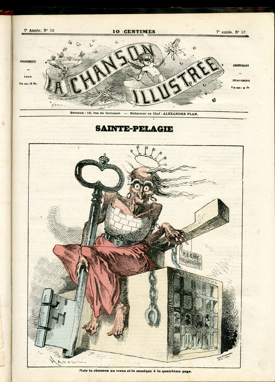 La Chanson illustree (magazin), 52. szám, Szatirikus színekben: Sainte Pelagie - Republikánus, Börtönök, Sainte Pelagie - Illusztráció: Hadol (1835-1875) alkotó: Paul Hadol