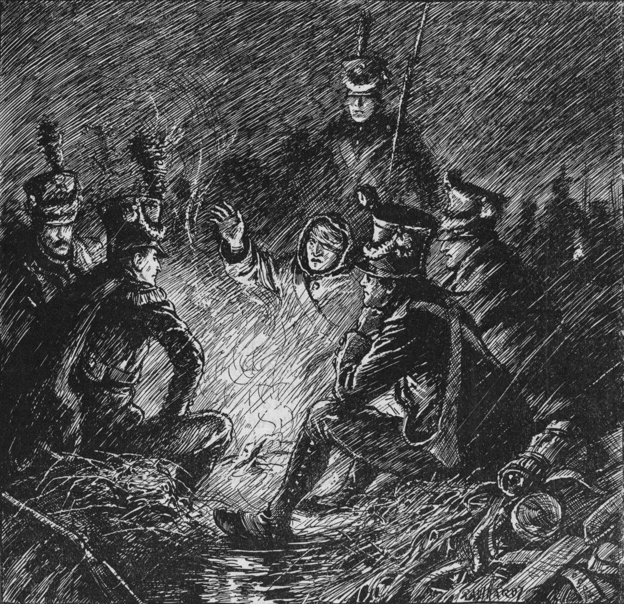 A franciák és a szövetségesek is sárban és vízben zsákmányoltak, 1902 alkotó: Paul Hardy
