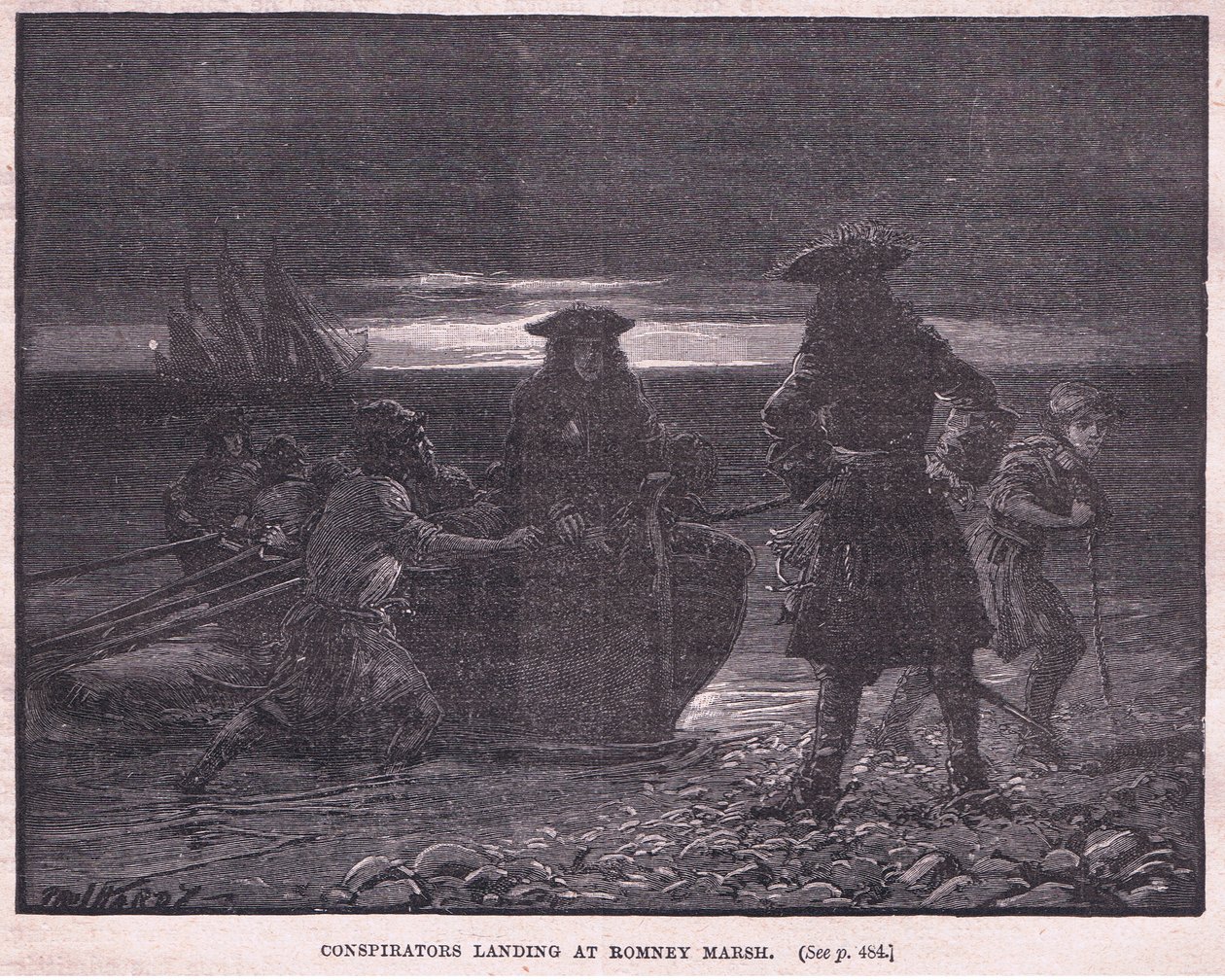 Összeesküvők partraszállás Romney Marsh-nál, i.sz. 1696 alkotó: Paul Hardy