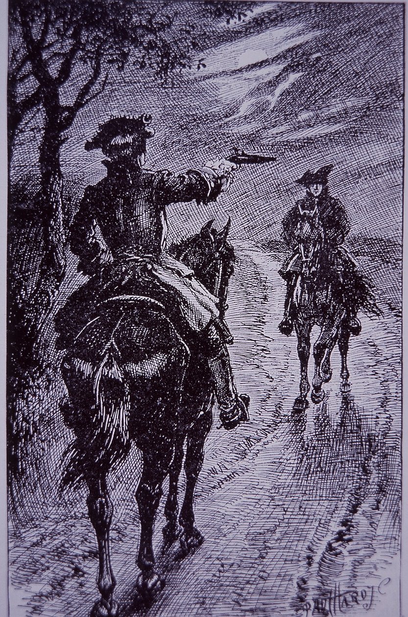 Dick Turpin találkozik Tom King autópályás társával (metszet) alkotó: Paul Hardy