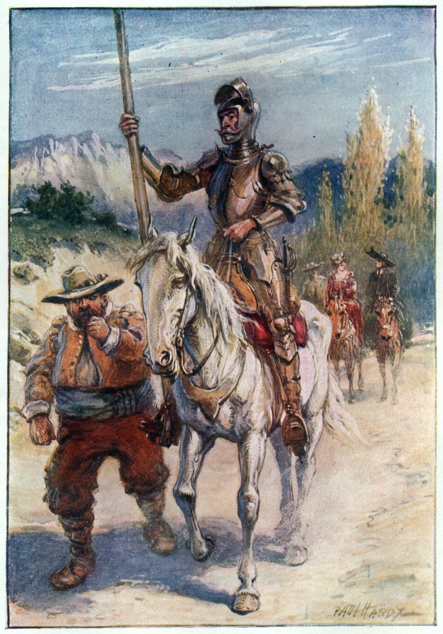 Milyen ékszert ajándékozott neked távozásodkor, illusztráció a "The Adventures of Don Quijote" című könyvből, kiadó: G. Bell und Sons, Ltd., 1911. alkotó: Paul Hardy
