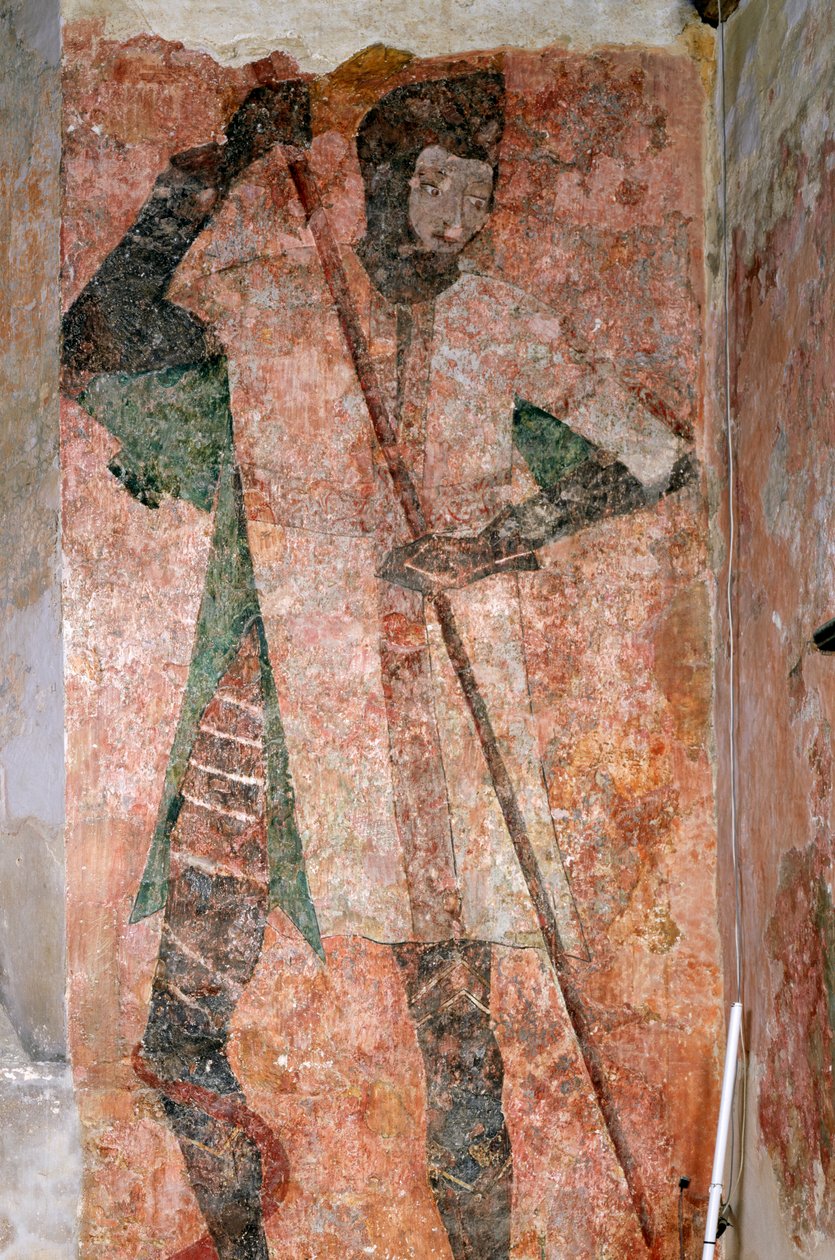 Szent György falfestmény a kápolnában, Farleigh Hungerford kastély, Somerset, c2007 alkotó: Paul Highnam