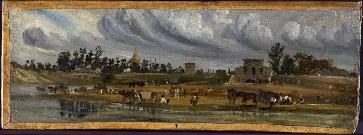 A Szajna partja a barrière de la Cunette-nél, a Champ-de-Mars közelében (1820), 1820-ban (festmény) alkotó: Paul Huet