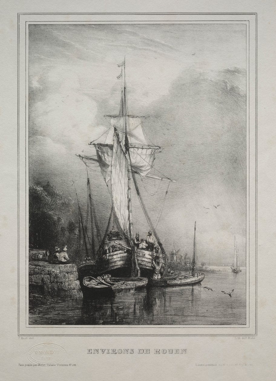 Hat tengerészgyalogos: Rouen környéke, Franciaország, 1832. alkotó: Paul Huet